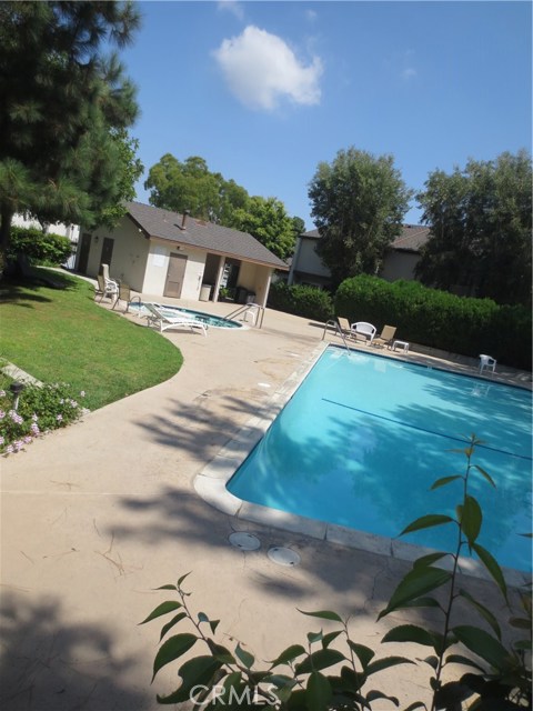 Spa and Pool with restrooms and covered eating area