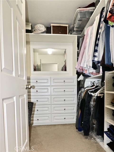 Walk-in closet in master bedroom