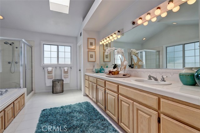 Master Bathroom with Dual Sink Counter Top