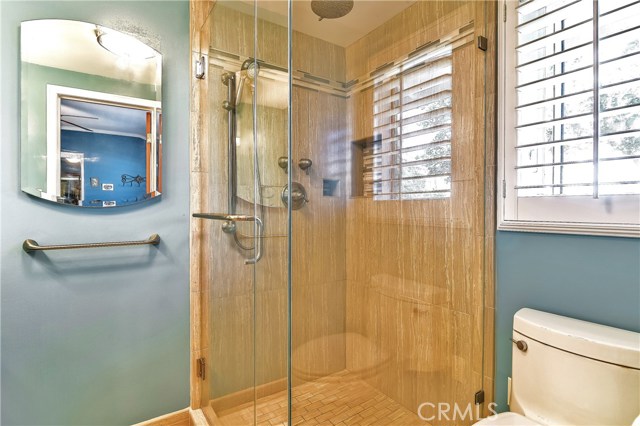 The Master Bath shower has an overhead rain fixture as well as a hand held