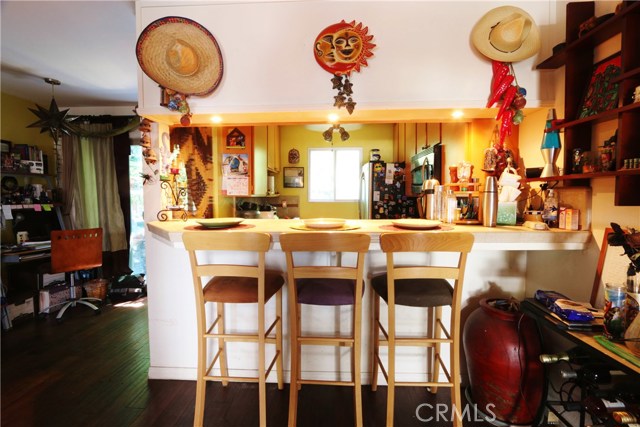 Stools facing kitchen