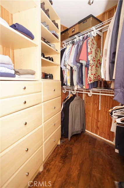 Cedar lined closet with built in cabinets.