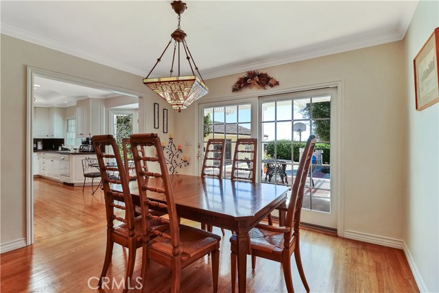 Formal dining room off of the kitchen with sliding doors to the veranda