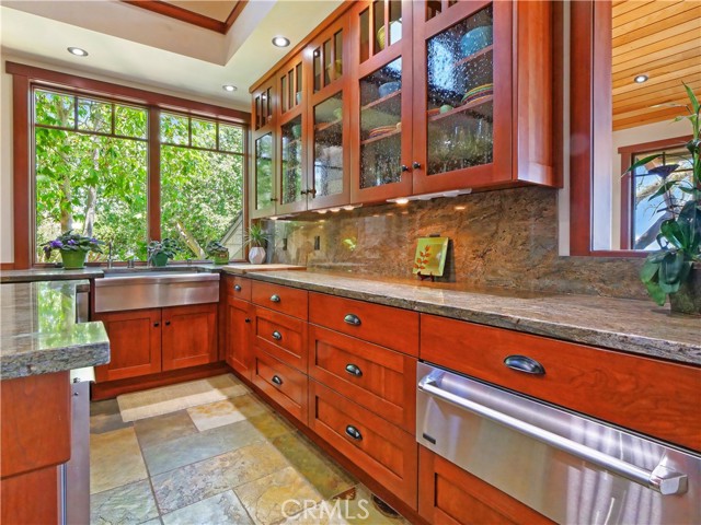 Family Kitchen.  Slate floors throughout Great Room.