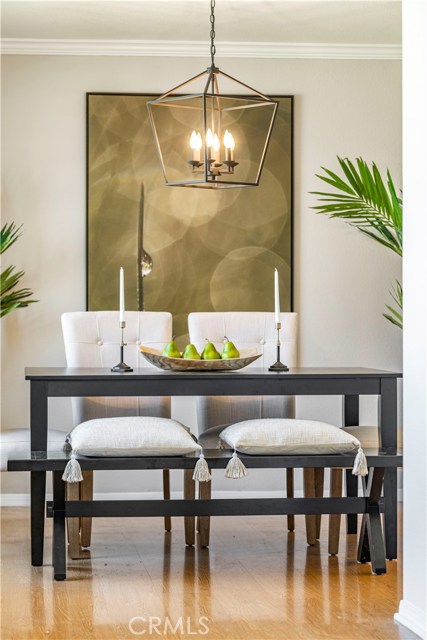 New contemporary lantern style chandeliers in the dining room and breakfast nook.