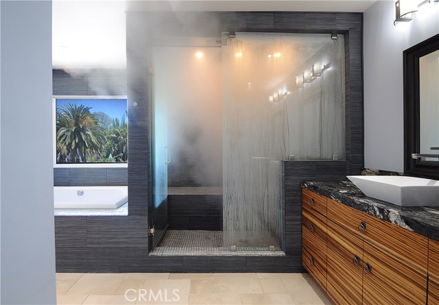Master bathroom shower with steam bath!