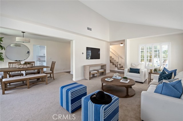 Living room transitioning into the dining room.