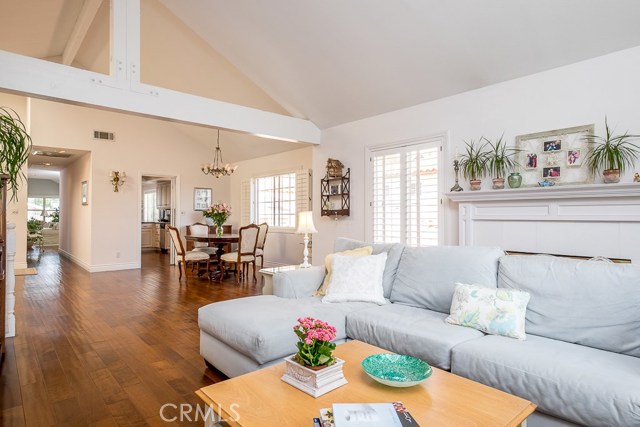 Living Room and Dining Room with vaulted ceilings