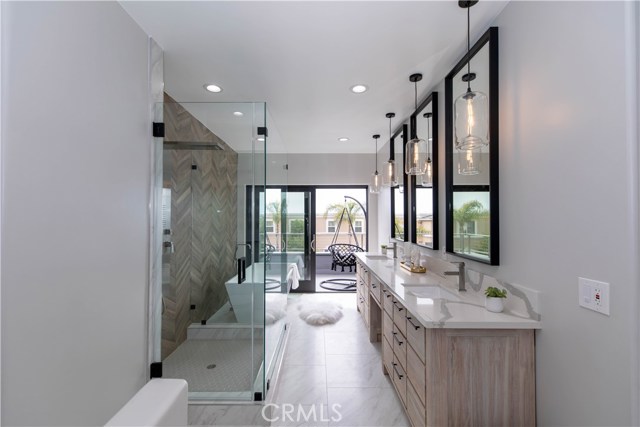 Master Bath With Overhead Waterfall Shower Head and Body Wash with Handheld Wand