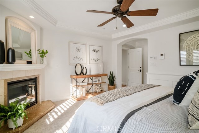 Master Bedroom with Gas Fireplace and Walk-in Closet