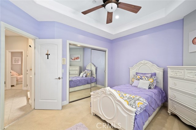 Mirrored closet and ceiling fan