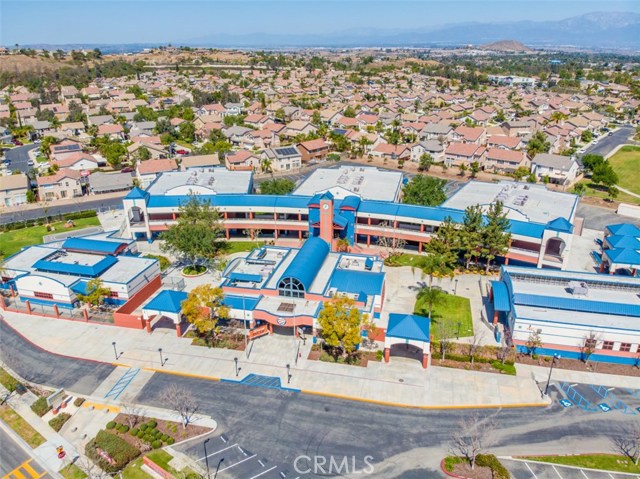 Drone photo of neighborhood and Award winning elementary school