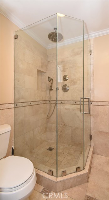 Master bath frame less shower and beautiful tile