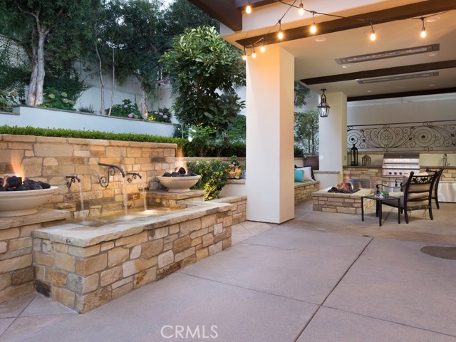 Twilight fountain and Patio