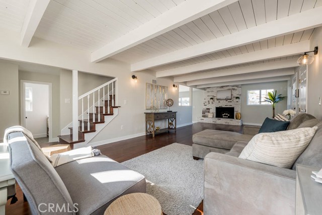 Living room with cozy fireplace