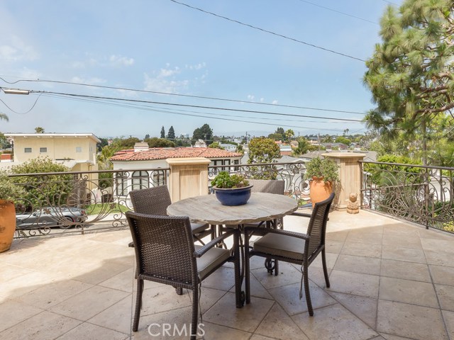 Terrace with fireplace.