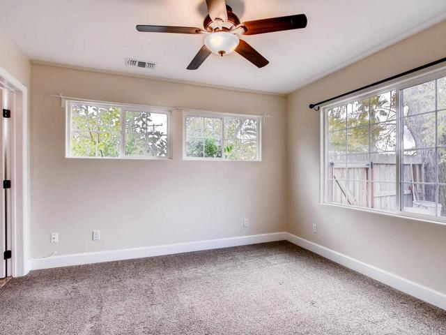 Bedroom on entry level with direct access to bathroom.