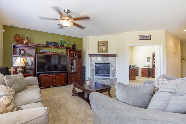 Granite Fireplace in family room