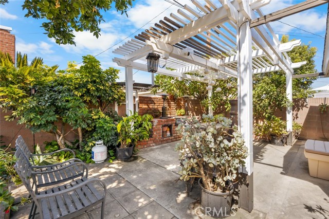 Backyard with lush fruit bearing trees