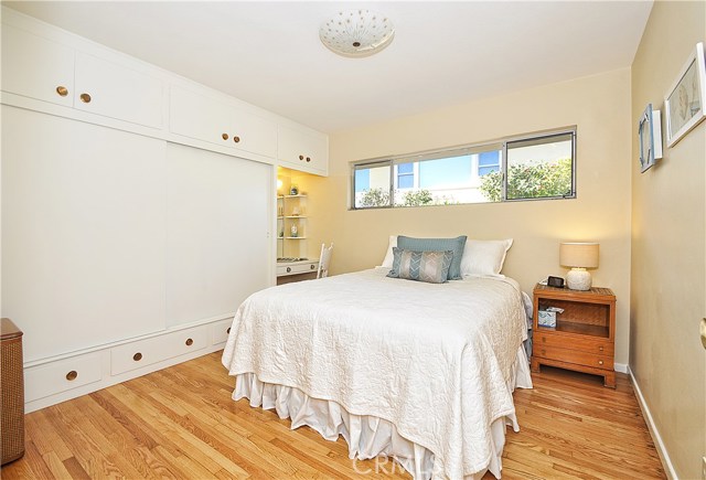 Second bedroom with built in desk.