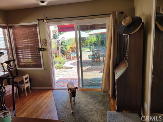 Bedroom and backyard