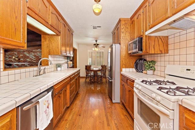 Galley kitchen.