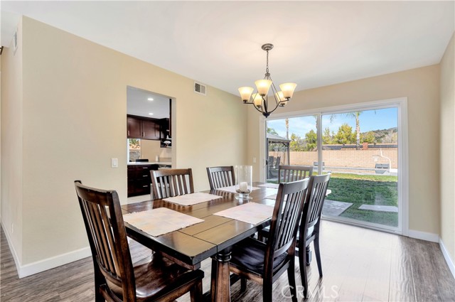 Dining room directly off the living room and kitchen.