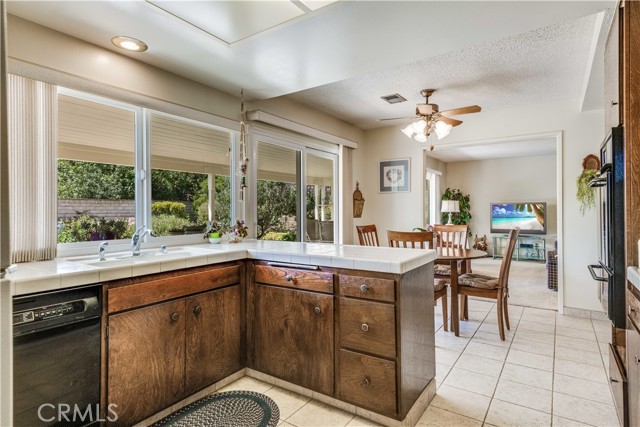 Kitchen connected to large backyard