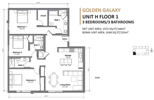 Detail Gallery Image 2 of 7 For 2939 Leeward #212,  Los Angeles,  CA 90005 - 3 Beds | 3 Baths