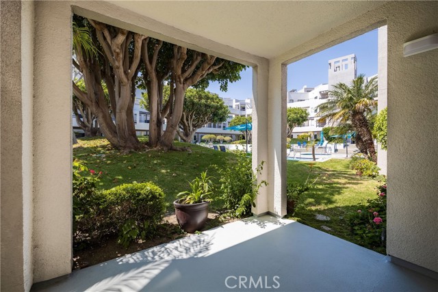 Patio off mainn living area, views of pool and trees