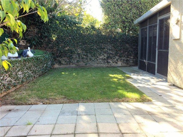 Covered patio on right with door leading out to backyard.