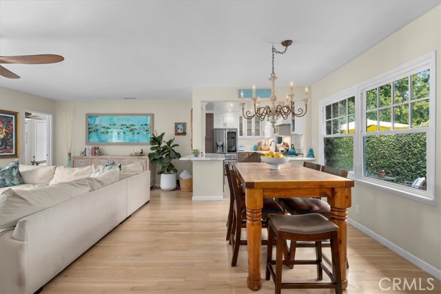 Dining area connects living room to brand new kitchen