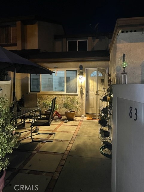 Night view of patio area