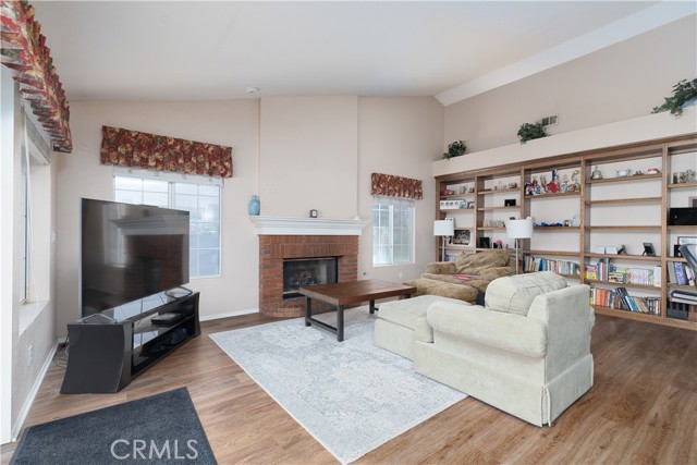 Family Room with Built-In Shelves & Fireplace