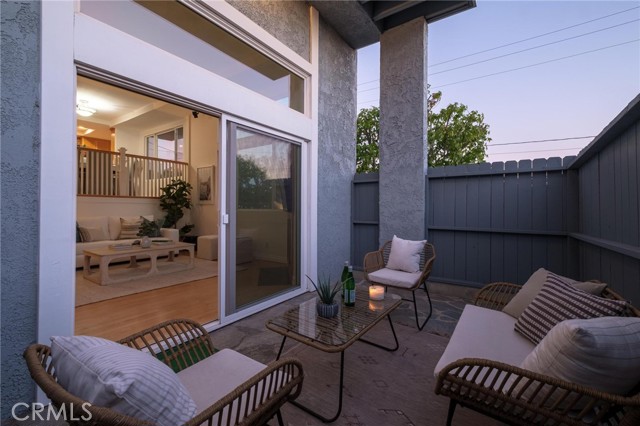 Private patio off the living room to relax after a long day.