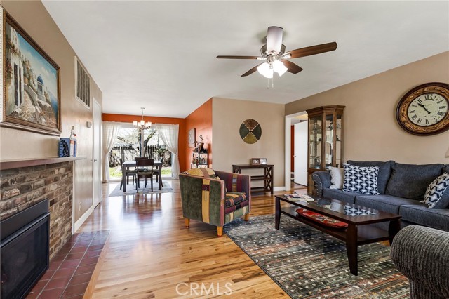 Living room opens to dining room