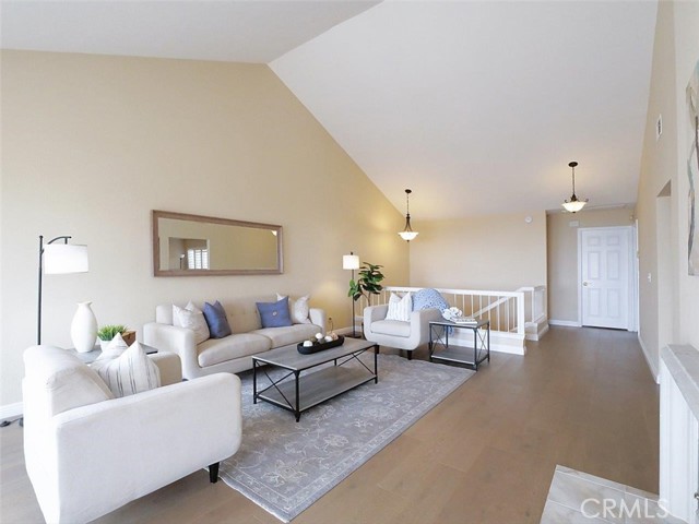 Living Room with High Cathedral Ceiling