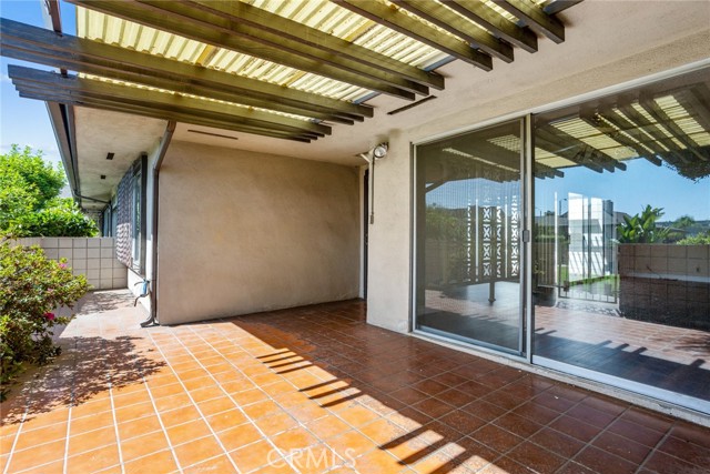 The wonderful front patio at 999 Valley Boulevard #34 is covered and spacious