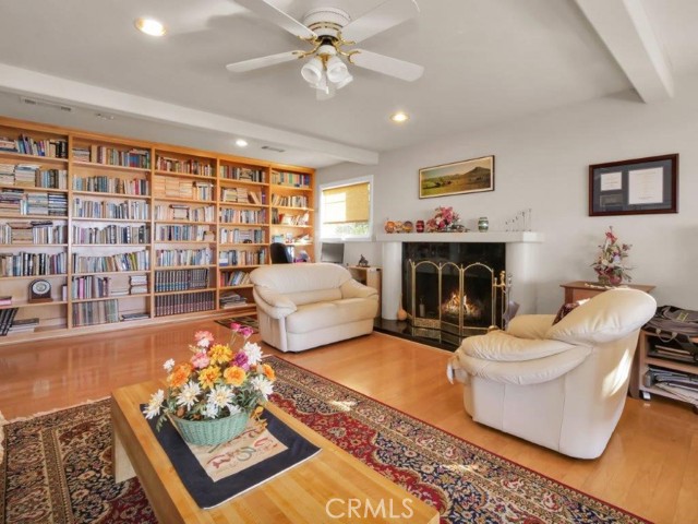 Family Room with Built-in Bookshelves