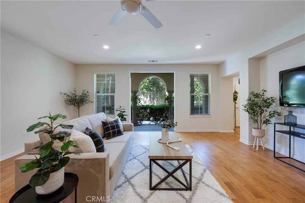 Views from inside looking out the French Doors to the lushly landscaped exterior!