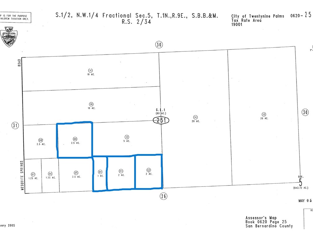 Detail Gallery Image 2 of 2 For 5 Acres, 3 Lots Apn#0620-251-02/03/04-0000, Twentynine Palms,  CA 92277 - – Beds | – Baths