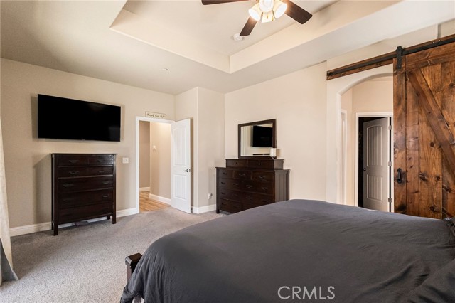 Beautiful barn door for bathroom privacy.