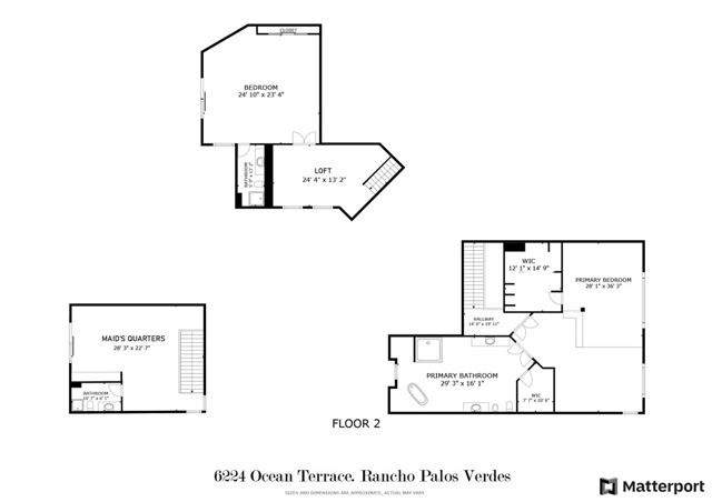 Secondary Primary Bedroom, Maid's Quarters and Guest Quarters Floor Plan