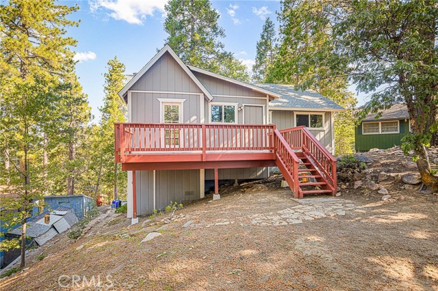 Back yard view of decking.