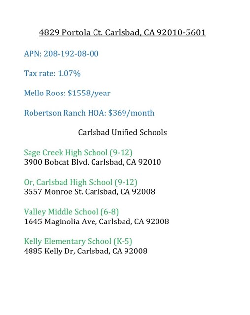 Detail Gallery Image 64 of 64 For 4829 Portola Ct, Carlsbad,  CA 92010 - 4 Beds | 4/1 Baths