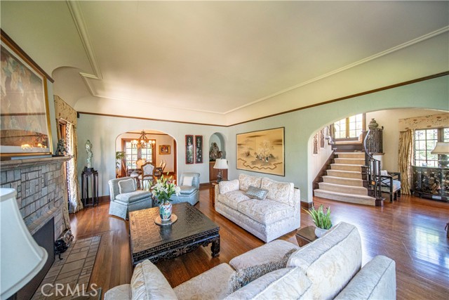 Gracious archways and coved ceilings are viewed throughout the home