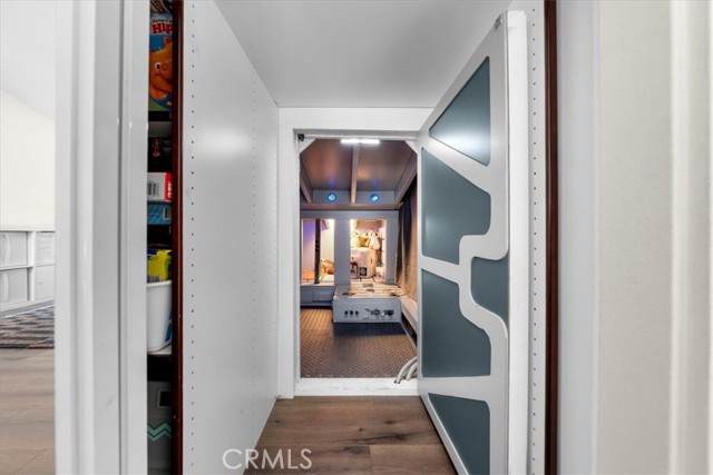 Loft closet door opens up to 