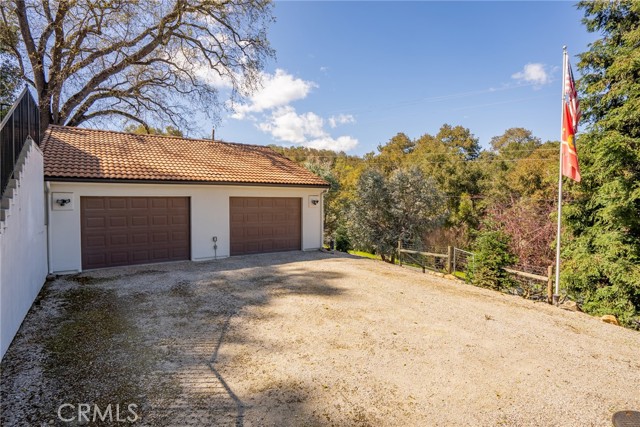 There is a finished, over sized 2 car garage.