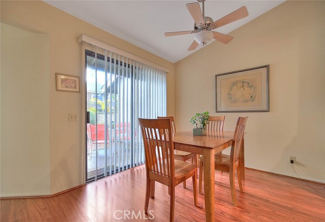 Dining area leads to patio