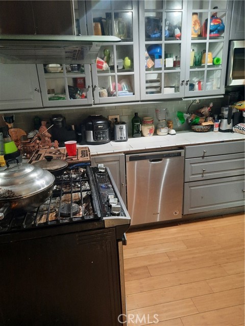 kitchen area with bamboo floor